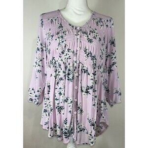 Torrid Plus Size Pink Floral Blouse Size 0X (12)